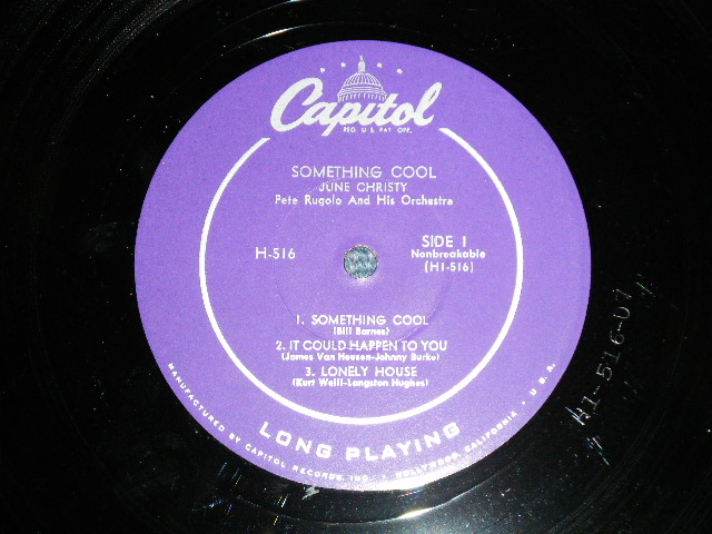 画像: JUNE CHRISTY - SOMETHING COOL ( 10" inch : PURPLE Label :  Ex+/Ex++)/ 1954 US AMERICA ORIGINAL "1st Press 'CLOSED EYES' Cvr" MONO Used 10" LP 