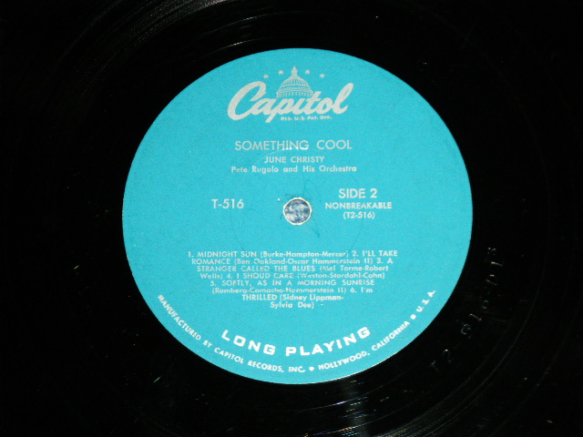 画像: JUNE CHRISTY - SOMETHING COOL ( TURQUOICE Label :  Ex/Ex+ ) / 1955 US AMERICA ORIGINAL "1st Press 'CLOSED EYES' Cvr" MONO Used LP 