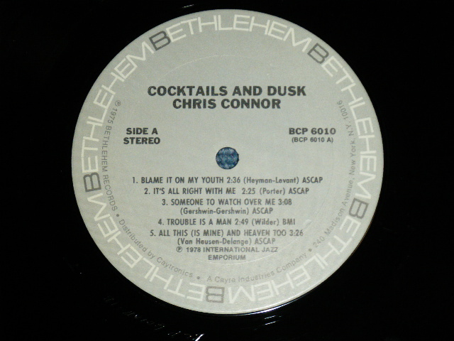 画像: CHRIS CONNOR - COCKTAILS AND DUSK ( Ex+++/MINT-)/ 1978 US AMERICA ORIGINAL "PROMO" Used LP 