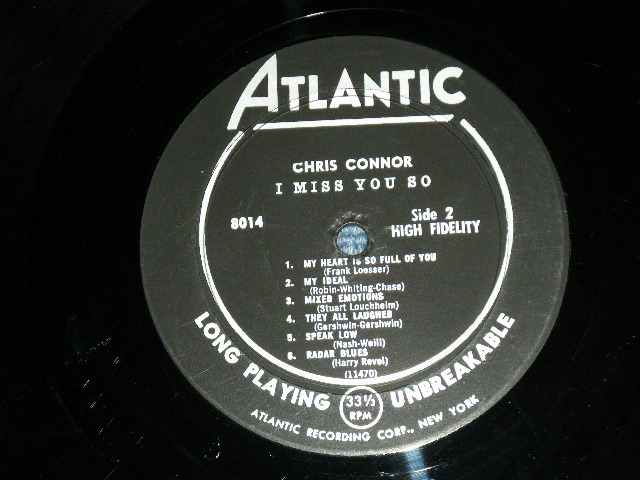 画像: CHRIS CONNOR - I MISS YOU SO (Ex++/Ex+ Looks:Ex++ / 1957 US AMERICA ORIGINAL "BLACK with SILVER Print Label" MONO Used  LP 