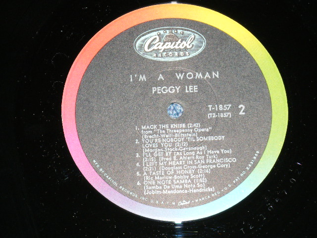 画像: PEGGY LEE - I'M A WOMAN  ( Ex++/Ex+++ ) / 1963 US ORIGINAL "BLACK With RAINBOW 'CAPITOL' Logo on TOP Label"  Mono Used LP 