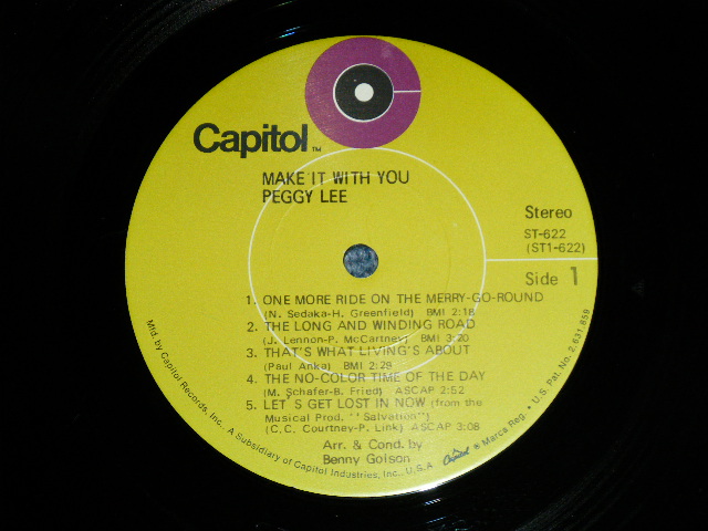 画像: PEGGY LEE - MAKE IT WITH YOU ( Ex++/MINT- Looks:Ex+++ )  / 1970 US AMERICA ORIGINAL "LIME GREEN Label"  Used LP 