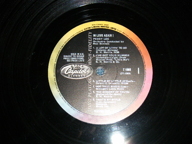 画像: PEGGY LEE - IN LOVE AGAIN!  ( Ex++/Ex+++ Looks:Ex++ ) / 1964 UK ENGLAND  ORIGINAL "BLACK with RAINBOW Label"  Mono Used LP 