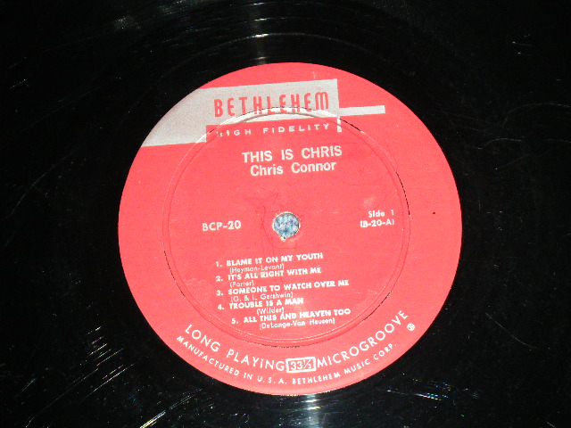 画像: CHRIS CONNOR -THIS IS CHRIS ( VG+++/Ex Looks:VG+++ ) / 1955 US AMERICA ORIGINAL "Maroon Color and 2nd Press Design Label" MONO Used LP 