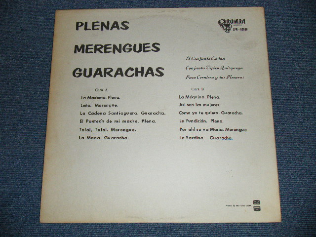 画像: EL CONJUNTO CASINO, PACO CERNIERA Y SUS PLENEROS,  CONJUNTO TIPICO LUISQUEYA - PLENAS MERENGUES GUARACHAS　 (Ex++/Ex+++)  / 1950's US AMERICA  ORIGINAL?  Used LP