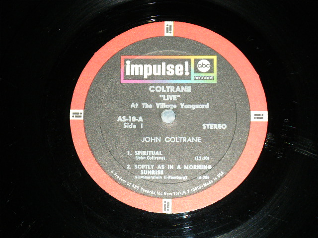 画像: JOHN COLTRANE - 'LIVE' AT VILLAGE VANGUARD (BLACK With RED BORDER "IMPULSE!" and "ABC" in MULTI-COLORED BOXES at TOP Label : Ex++,Ex+++/VG+++.Ex++ )   / 1968 Version US AMERICA Used LP 