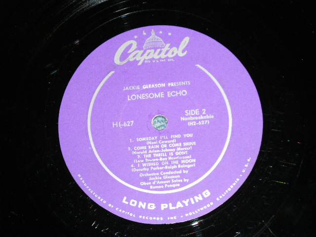 画像: JACKIE GLEASON - JACKIE GLEASON PRESENTS LONESOME ECHO (EE,VG+++/Ex)  / 1955  US AMERICA ORIGINAL "Purple Color Label"  Mono 10" LP 