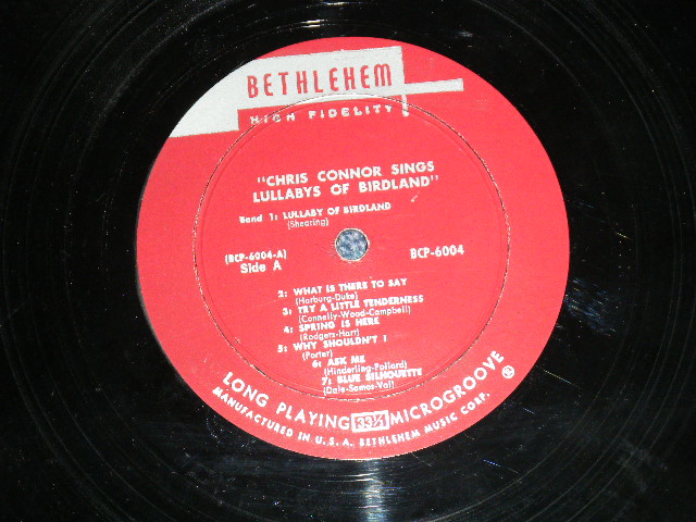 画像: CHRIS CONNOR - SINGS LULLABYS OF BIRDLAND ( Ex++/Ex+ ) / 1957 Version US AMERICA 2nd Press "Maroon Color with Boxed BETHLEHEM Label" MONO Used LP 