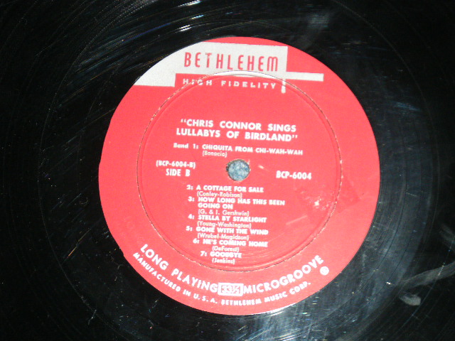 画像: CHRIS CONNOR - SINGS LULLABYS OF BIRDLAND ( Ex++/Ex+ ) / 1957 Version US AMERICA 2nd Press "Maroon Color with Boxed BETHLEHEM Label" MONO Used LP 