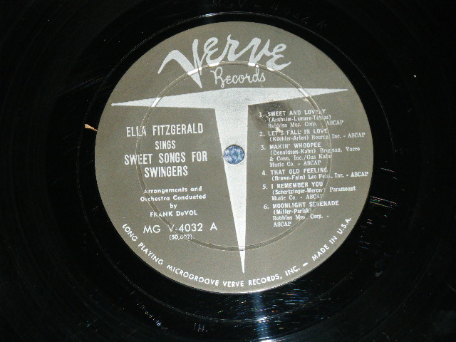 画像: ELLA FITZGERALD - SINGS SWEET SONGS FOR SWINGERS  ( Ex/Ex+)  /  1959 US AMERICA ORIGINAL "1st Press Label" MONO Used LP