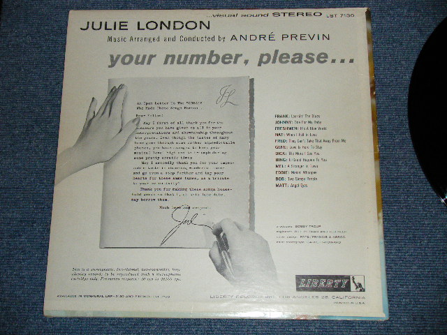 画像: JULIE LONDON - YOUR NUMBER PLEASE ...( Ex+++/Ex+++ ) / 1960 US AMERICA ORIGINAL STEREO Used LP