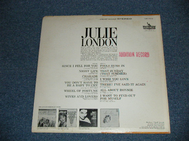 画像: JULIE LONDON - YOU DON'T HAVE TO BE A BABY  TO CRY  ( Ex/Ex+++ Looks:Ex+) /1964 US AMERICA ORIGINAL "AUDITION Label PROMO" STEREO Used LP