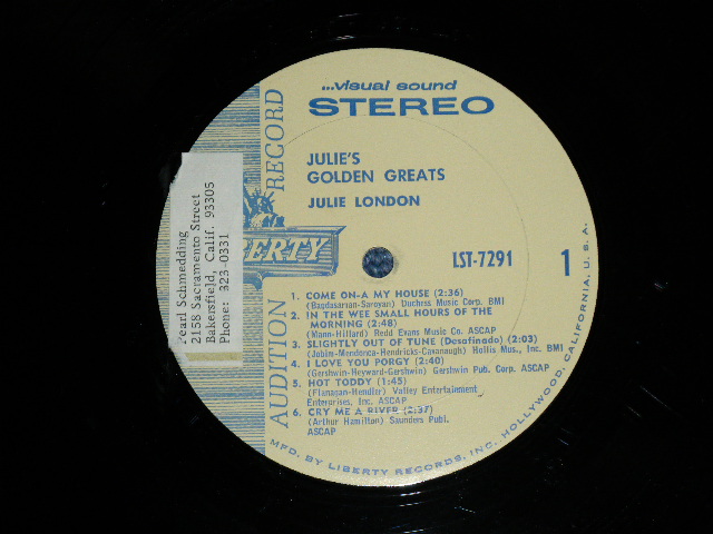 画像: JULIE LONDON - JULIE'S GOLDEN GREATS ( BLACK JACKET 1st PRESS  ) ( Ex/Ex++) / 1963 US AMERICA ORIGINAL "AUDITION Label PROMO"  STEREO  Used LP