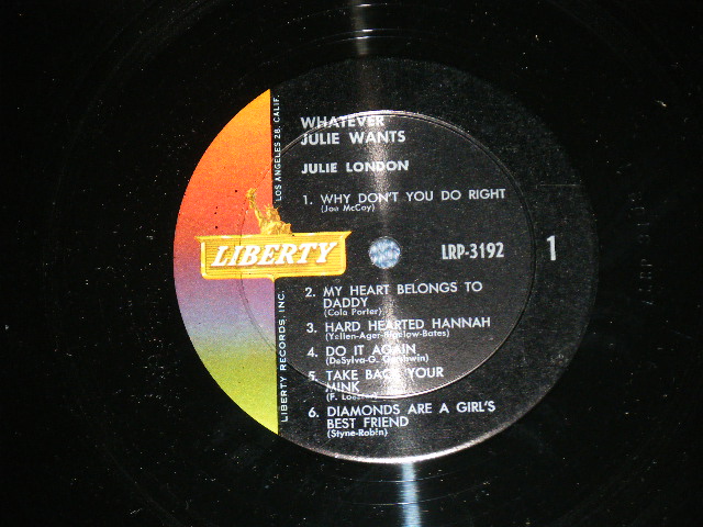 画像: JULIE LONDON - WHATEVER JULIE LONDON VG+++/VG  )  / 1961 US AMERICA ORIGINAL "1st Press Label" MONO Used LP 