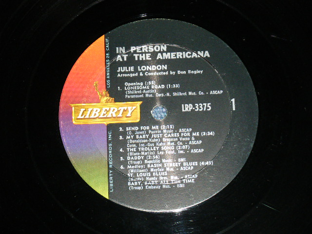 画像: JULIE LONDON - IN PERSON AT THE AMERICANA ( Ex+++/Ex++ Looks:Ex+ ) / 1964 US AMERICA ORIGINAL MONO Used LP
