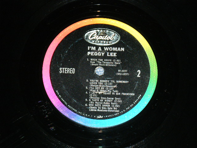 画像: PEGGY LEE - I'M A WOMAN  ( Ex++/Ex++ ) / 1963 US ORIGINAL "BLACK With RAINBOW 'CAPITOL' Logo on TOP Label"  STEREO Used LP 