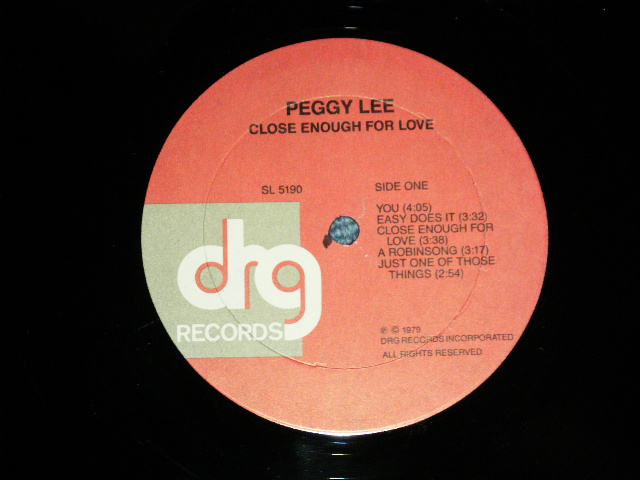 画像: PEGGY LEE -  CLOSE ENOUGH FOR LOVE  (MINT-/MINT-) / 1979 US AMERICA ORIGINAL  Used   LP