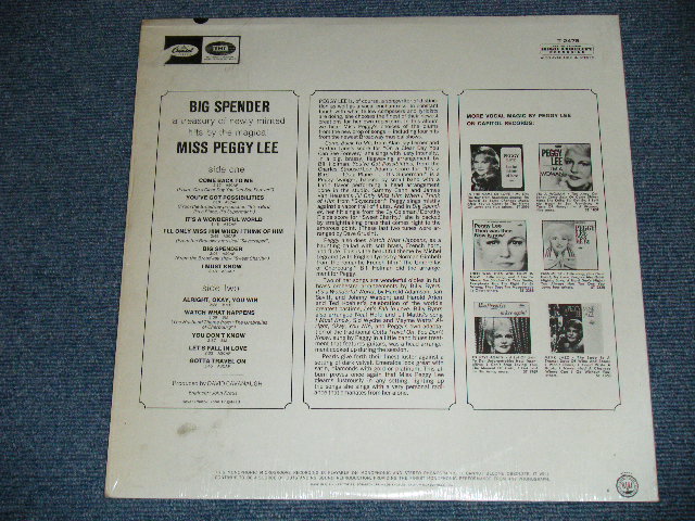 画像: PEGGY LEE -  BIG SPENDER  ( MINT-,Ex+/Ex+++ ) / 1966 US ORIGINAL "BLACK With RAINBOW 'CAPITOL' Logo on TOP Label"  Mono Used LP 
