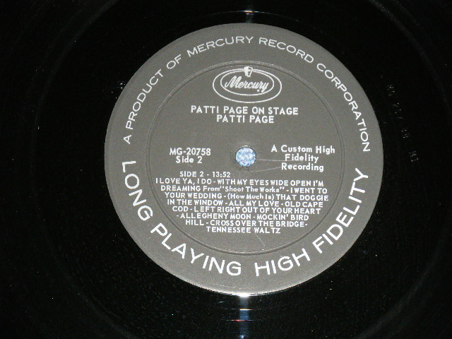 画像: PATTI PAGE -  ON STAGE  ( Ex++/Ex+++ A-1 Intro : SCRATCHES)    / 1963 US AMERICA  ORIGINAL MONO Used LP