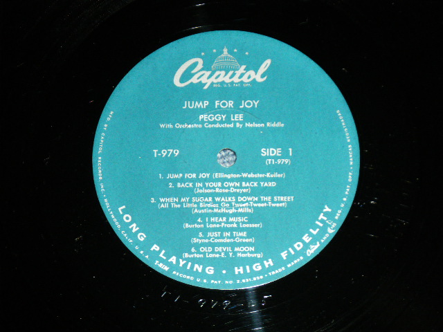 画像: PEGGY LEE - JUMP FOR JOY  ( Ex++Ex+++) / 1958 US AMERICA ORIGINAL 1st Press "TURQUOICE Label"   MONO Used LP