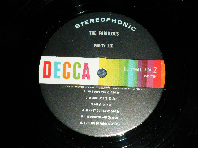 画像: PEGGY LEE - THE FABULOUS PEGGY LEE  ( Ex+++,Ex++/Ex+++) / 1964 US AMERICA ORIGINAL STEREO Used   LP