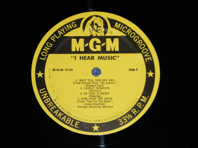 画像: GEORGE SHEARING QUINTET - I HEAR MUSIC  (Ex++,Ex-/Ex+++)  / 1952  US AMERICA ORIGINAL  Mono Used 10" LP 