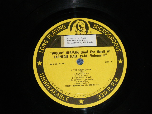 画像: WOODY HERMAN AND THE HERD  - AT CARNEGIE HALL:1946 VOL.II 2  (Ex+, Ex-/Ex+)  / 1952  US AMERICA ORIGINAL  Mono Used 10" LP 