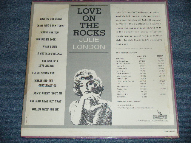 画像: JULIE LONDON - LOVE ON THE ROCKS(Ex++/Ex+++ )  / 1963 US AMERICA ORIGINAL "1st Press Label" MONO Used LP 
