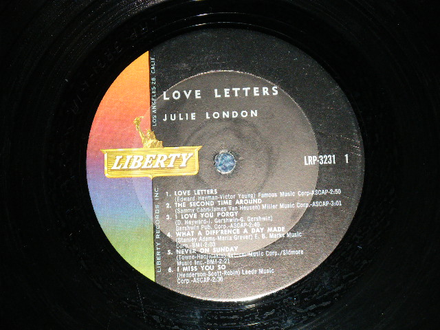 画像: JULIE LONDON - LOVE LETTERS ( Ex+/Ex++ Looks:Ex+ ) /1962 US AMERICA ORIGINAL MONO Used LP