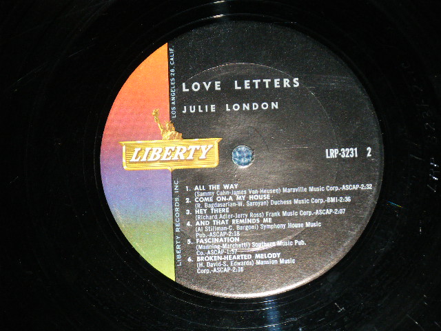 画像: JULIE LONDON - LOVE LETTERS ( Ex+/Ex++ Looks:Ex+ ) /1962 US AMERICA ORIGINAL MONO Used LP