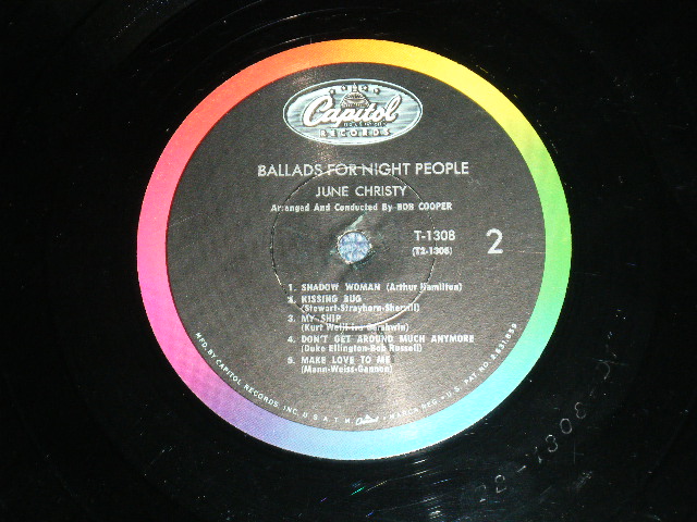 画像: PEGGY LEE -  BALLADS FOR NIGHT PEOPLE ( Ex+++/Ex+++) / 1962 US ORIGINAL 2nd press "BLACK With RAINBOW 'CAPITOL' Logo on TOP  Label"  Mono Used LP 