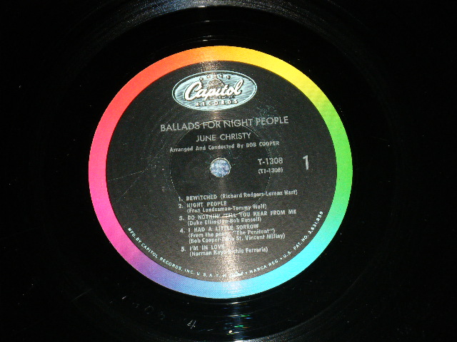 画像: PEGGY LEE -  BALLADS FOR NIGHT PEOPLE ( EX-/Ex+  Looks:Ex-) / 1962 US ORIGINAL 2nd press "BLACK With RAINBOW 'CAPITOL' Logo on TOP  Label"  Mono Used LP 