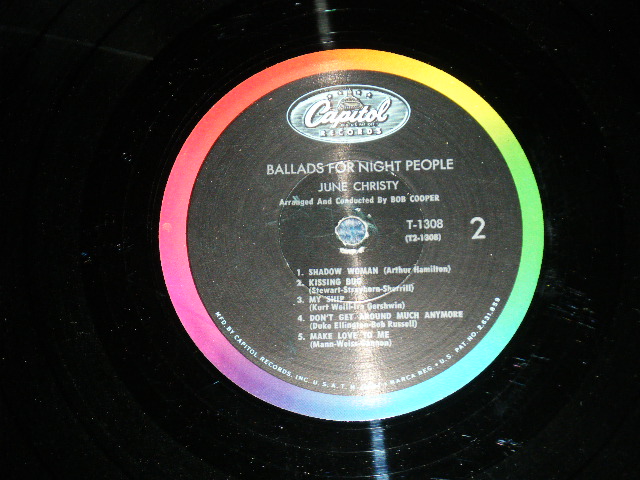 画像: PEGGY LEE -  BALLADS FOR NIGHT PEOPLE ( EX-/Ex+  Looks:Ex-) / 1962 US ORIGINAL 2nd press "BLACK With RAINBOW 'CAPITOL' Logo on TOP  Label"  Mono Used LP 
