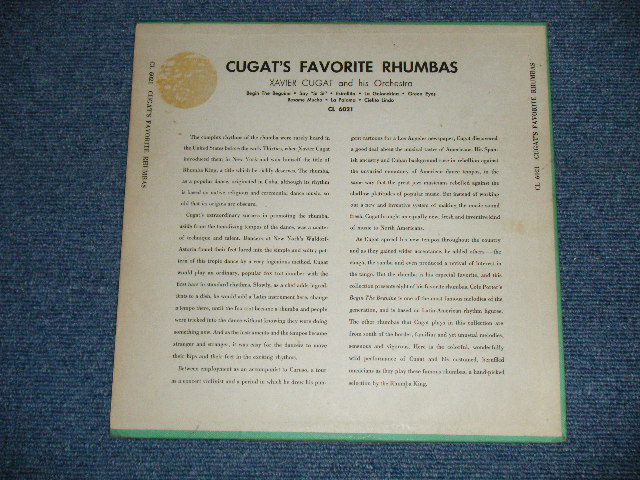 画像: XAVIER CUGAT - CUGAT'S FAVORITE RHUMBAS ( Ex+/Ex ) / 1949 US ORIGINAL "GREEN JACKET Version" MONO Used 10" LP 