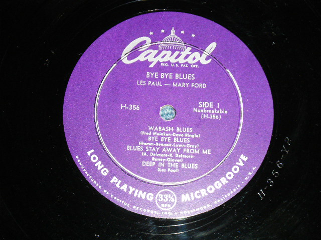 画像: LES PAUL & MARY FORD  - BYE BYE BLUES  (Ex+/Ex)  / 1952 US AMERICA ORIGINAL "Purple Color Label"  Mono 10" LP 