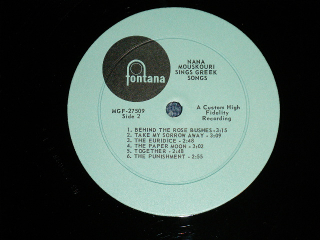 画像: NANA MOUSKOURI  - SINGS GREEK SONGS "NEVER ON SUNDAY" ( MINT-/MINT-, Ex++) ) / 1960'S?  US AMERICA ORIGINAL MONO   Used  LP