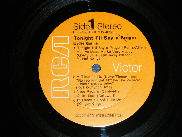 画像: EYDIE GORME - TONIGHT I'LL SAY A PRAYER(Ex+/Ex++ )   / 1970 US ORIGINAL  STEREO LP