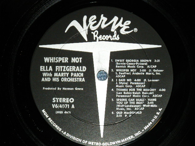 画像: ELLA FITZGERALD -  WHISPER NOT (MINT-/Ex+++ Looks:Ex++) /  1966  US AMERICA ORIGINAL   STEREO  Used LP