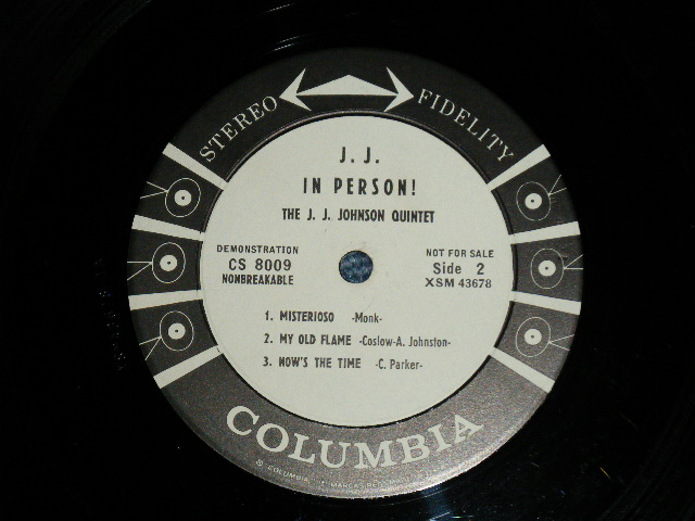 画像: J.J. JAY JAY JOHNSON - J.J.IN PERSON (VG+++/Ex ) / 1959  US ORIGINAL "WHITE LABEL PROMO" "6 EYES LABEL" STEREO Used LP 