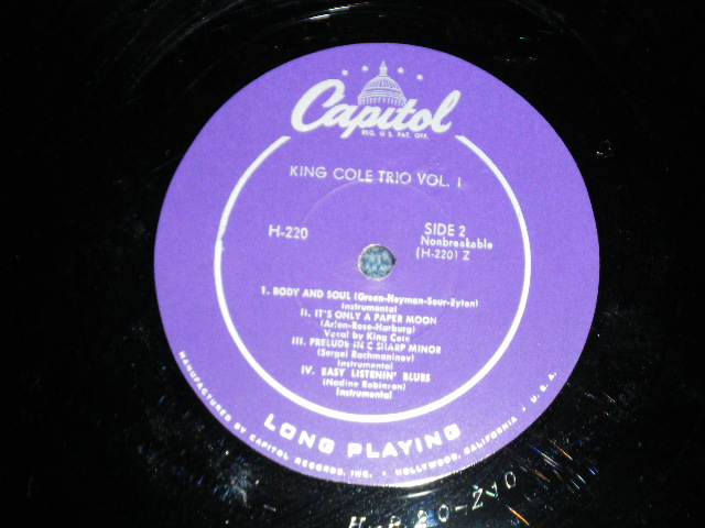 画像: (NAT) THE KING COLE TRIO - VOL.1    (Ex+/Ex+)  / 1950 US AMERICA ORIGINAL  Used 10" LP  