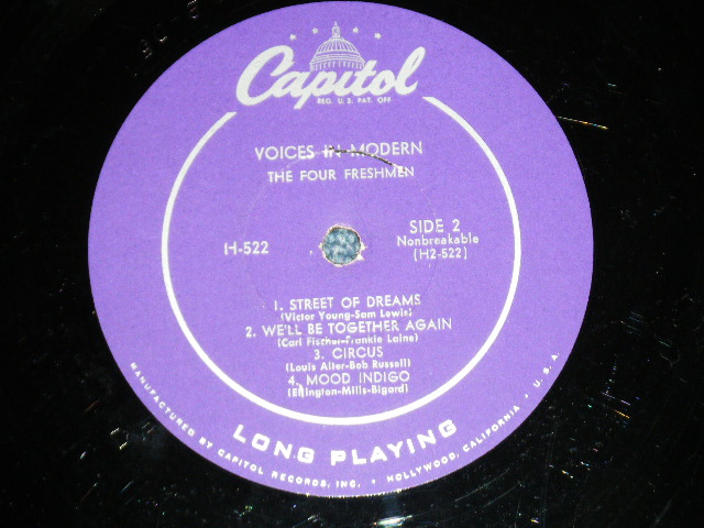 画像: FOUR FRESHMEN,The - VOICE IN MODERN ( Ex/Ex- Looks:VG+++)  / 1955 US AMERICA ORIGINAL "PURPLE Label" Used 10" LP