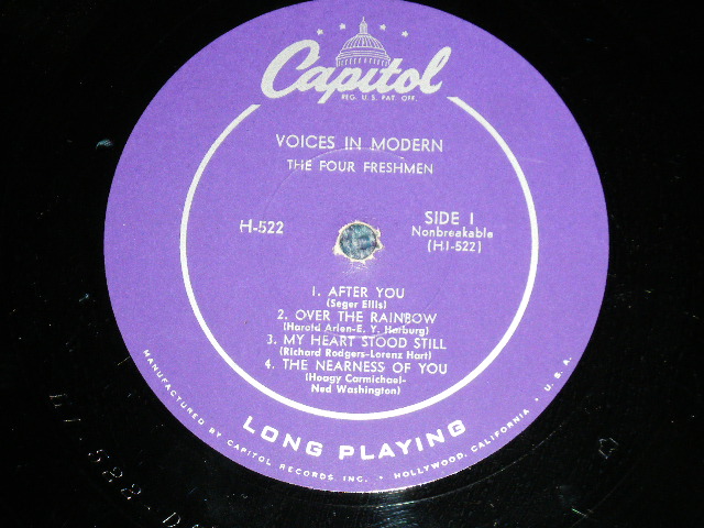 画像: FOUR FRESHMEN,The - VOICE IN MODERN ( Ex/Ex- Looks:VG+++)  / 1955 US AMERICA ORIGINAL "PURPLE Label" Used 10" LP