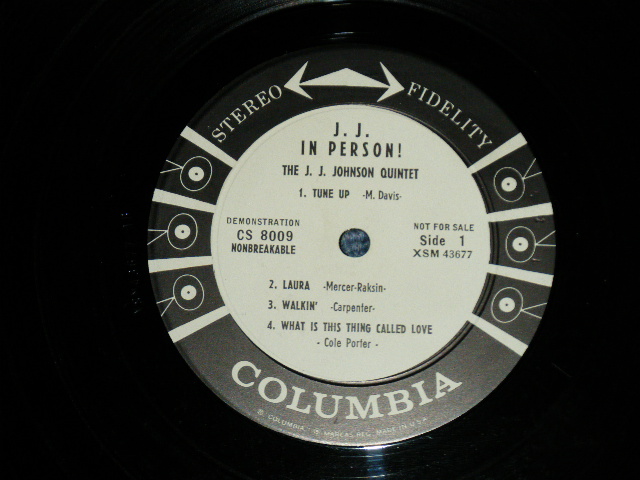 画像: J.J. JAY JAY JOHNSON - J.J.IN PERSON (VG+++/Ex ) / 1959  US ORIGINAL "WHITE LABEL PROMO" "6 EYES LABEL" STEREO Used LP 
