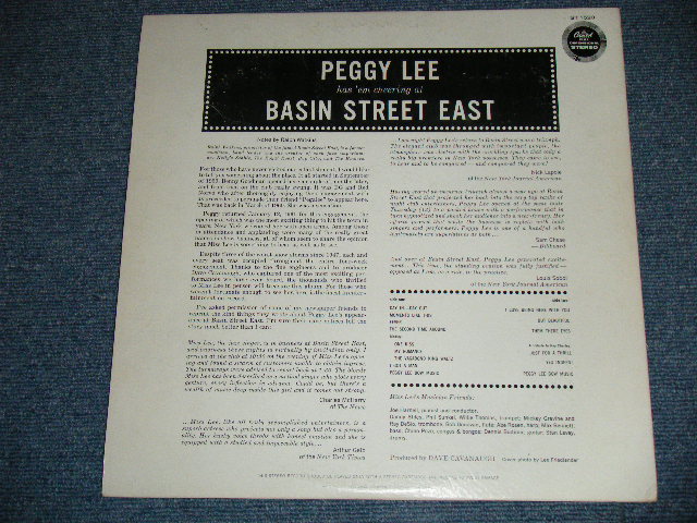 画像: PEGGY LEE -BASIN STREET EAST ( Ex+++/MINT-) / 1962 Version US AMERICA ORIGINAL 2nd  Press "BLACK With RAINBOW 'CAPITOL' Logo on TOP  Label"  STEREO Used LP 