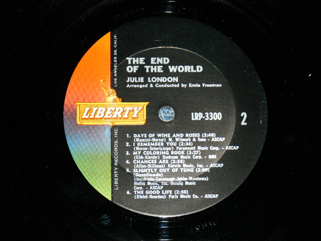 画像: JULIE LONDON - THE END OF THE WORLD (Ex++/Ex+++ )  /1963 US AMERICA ORIGINAL "Gold Color LIBERTY on Label" MONO Used LP