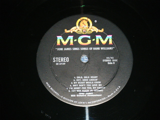 画像: JONI JAMES - SINGS SONGS OF HANK WILLIAMS( Ex++,Ex/Ex+++) / 1960 US ORIGINAL 2nd Press Version "BLACK Label" STEREO Used LP