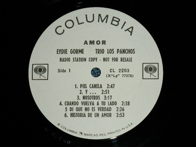 画像: EYDIE GORME & TRIO LOS PANCHOS -  AMOR ( Ex+++/Ex+++ )  / 1964 US AMERICA ORIGINAL "WHITE LABEL PROMO"  MONO Used LP