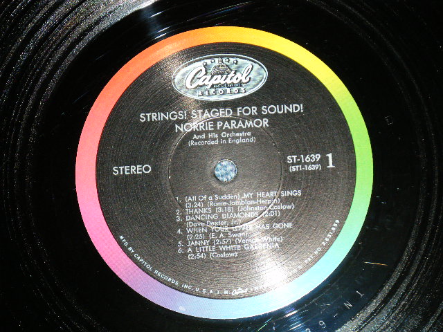 画像: NORRIE PARAMOR - STRINGS! STAGED FOR SOUND!  (Ex+++/Ex++) / 1962 US AMERICA ORIGINAL 'BLACK with RAINBOW Band Label' STEREO Used LP  