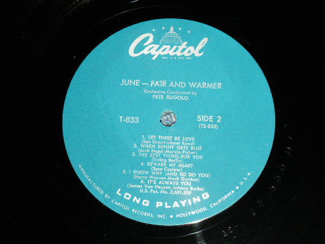 画像: JUNE CHRISTY -  FAIR AND WARMER!  ( Ex++/MINT- ) / 1957 US AMERICA ORIGINAL "1st Press TURQUOISE Label"  MONO Used LP 