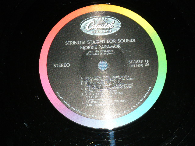 画像: NORRIE PARAMOR - STRINGS! STAGED FOR SOUND!  (Ex+++/Ex++) / 1962 US AMERICA ORIGINAL 'BLACK with RAINBOW Band Label' STEREO Used LP  